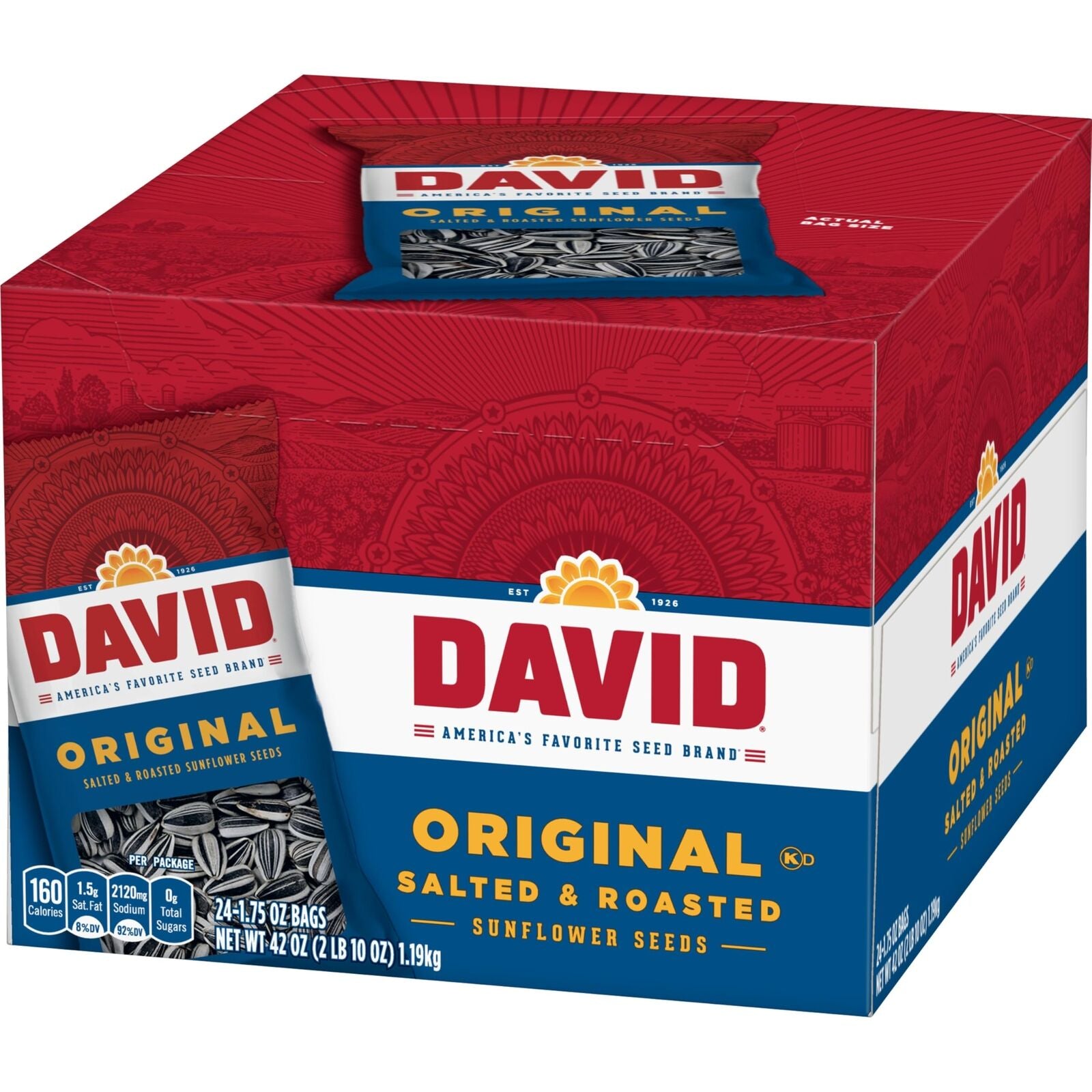 David Original Sunflower Seeds, 1.75 Ounce 42.0 Oz