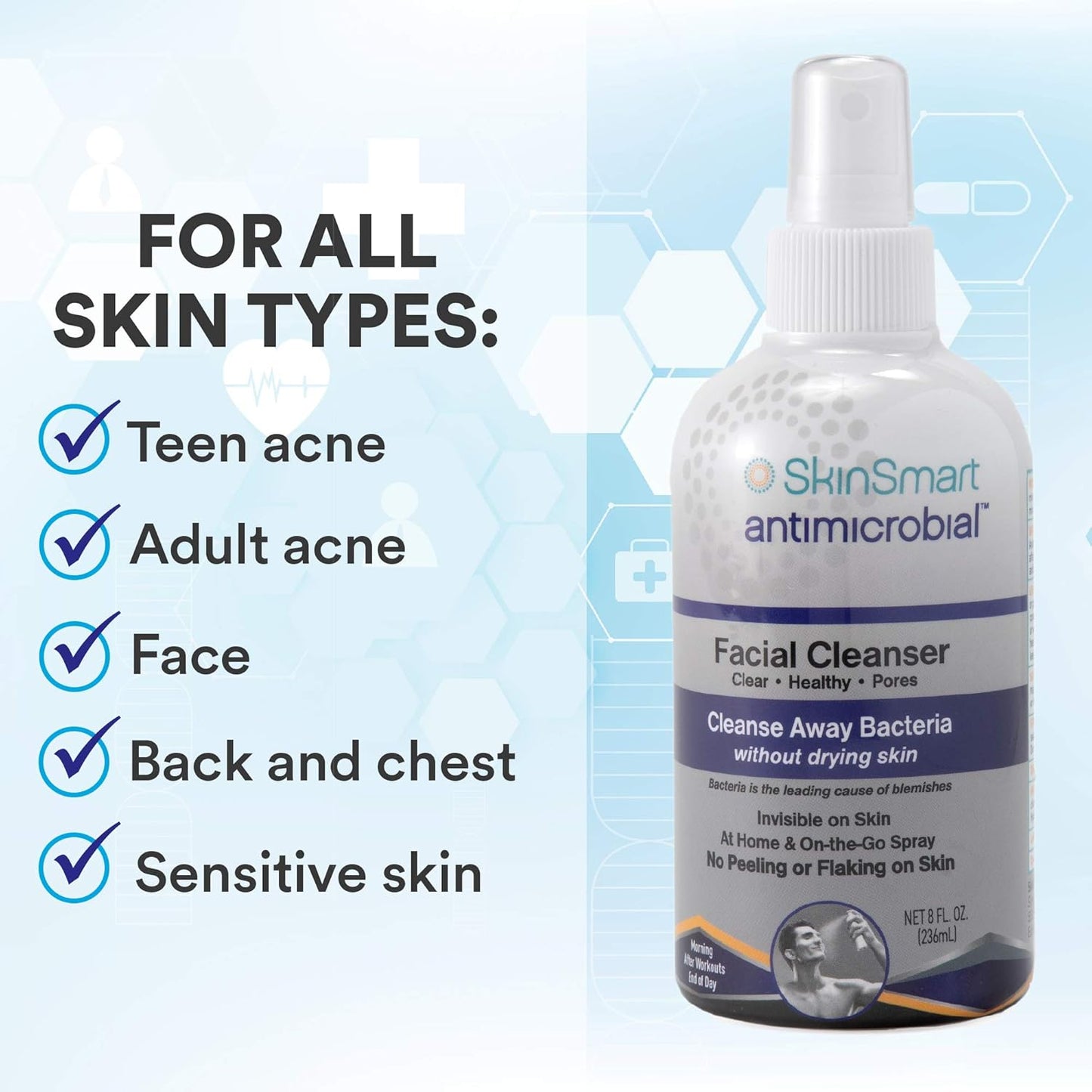 Skinsmart Facial Cleanser for Acne Targets Bacteria for Active Teenage Athletes