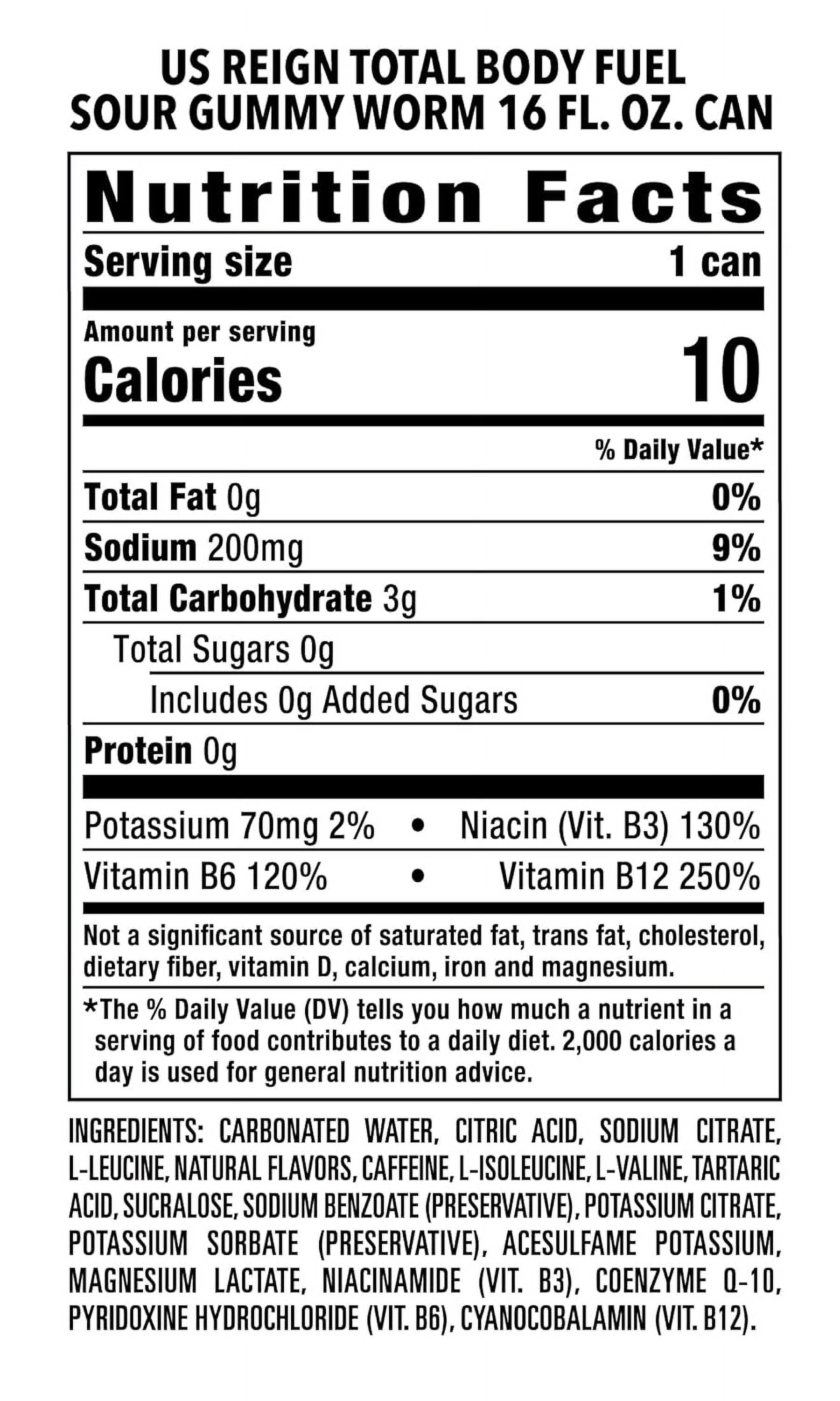 Reign Total Body Fuel Sour Gummy Worm, 16 Fl Oz Pack of 12