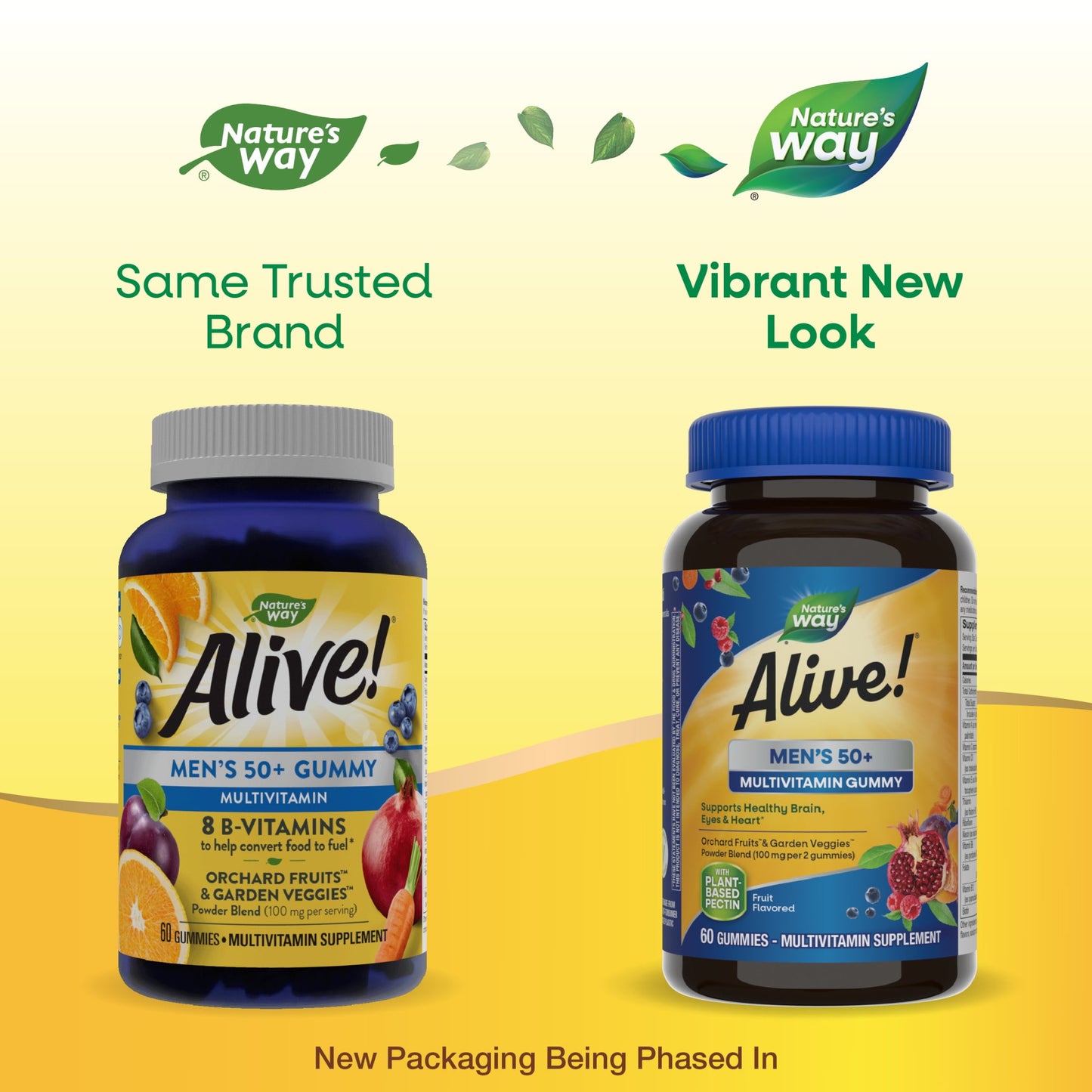 Alive! Men'S 50+ Gummy Multivitamins, B-Vitamins, Fruit Flavored, 60 Count