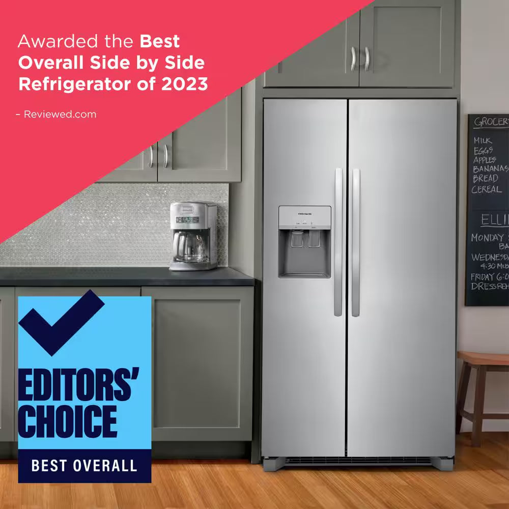 36 In. 25.6 Cu. Ft. Side by Side Refrigerator in Black Stainless Steel