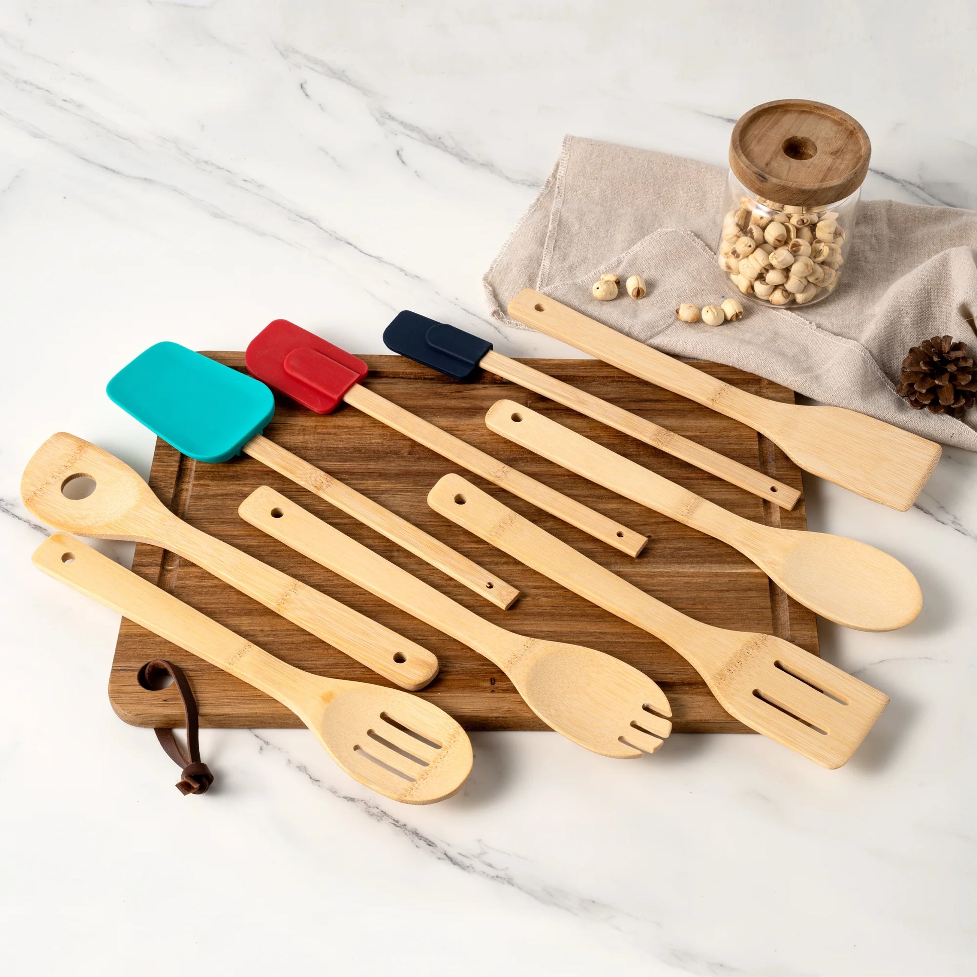 100% Natural Bamboo Tool and Gadgets 9 Pieces Utensil Set