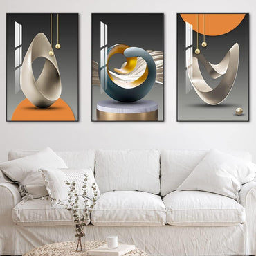 Bright Style Framed Wall Art - 16"X 24"X 3 Panels