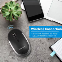 Silent Wireless Bluetooth Mouse for Mac/Pc, Compact Design :Optical Sensor and DPI Switch 800/1200/1600, Black