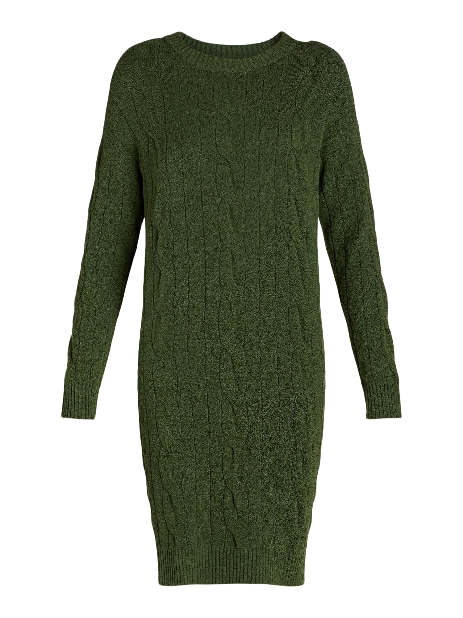 Women's Cable Sweater Dress with Long Sleeves