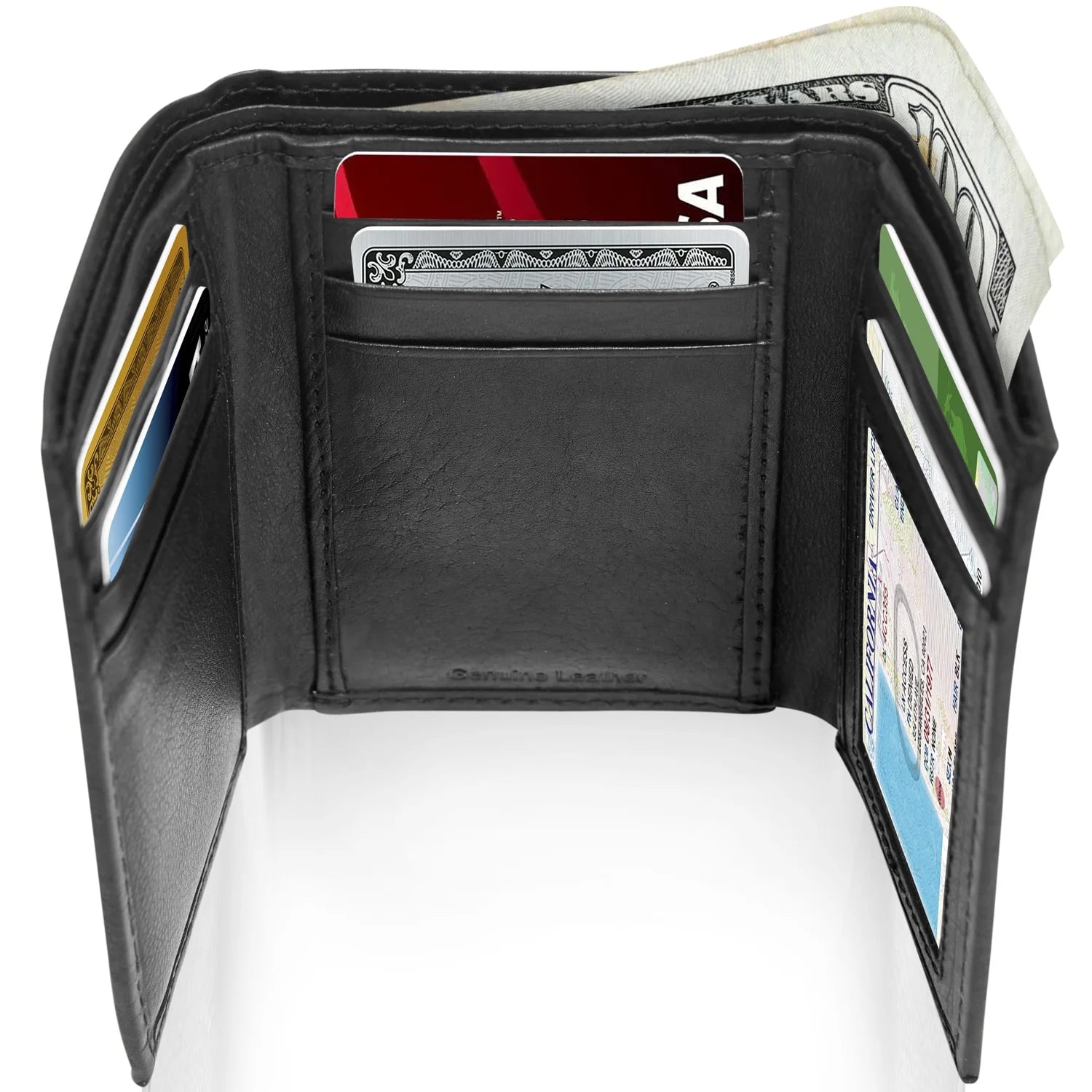 Genuine Leather Trifold Wallets for Men