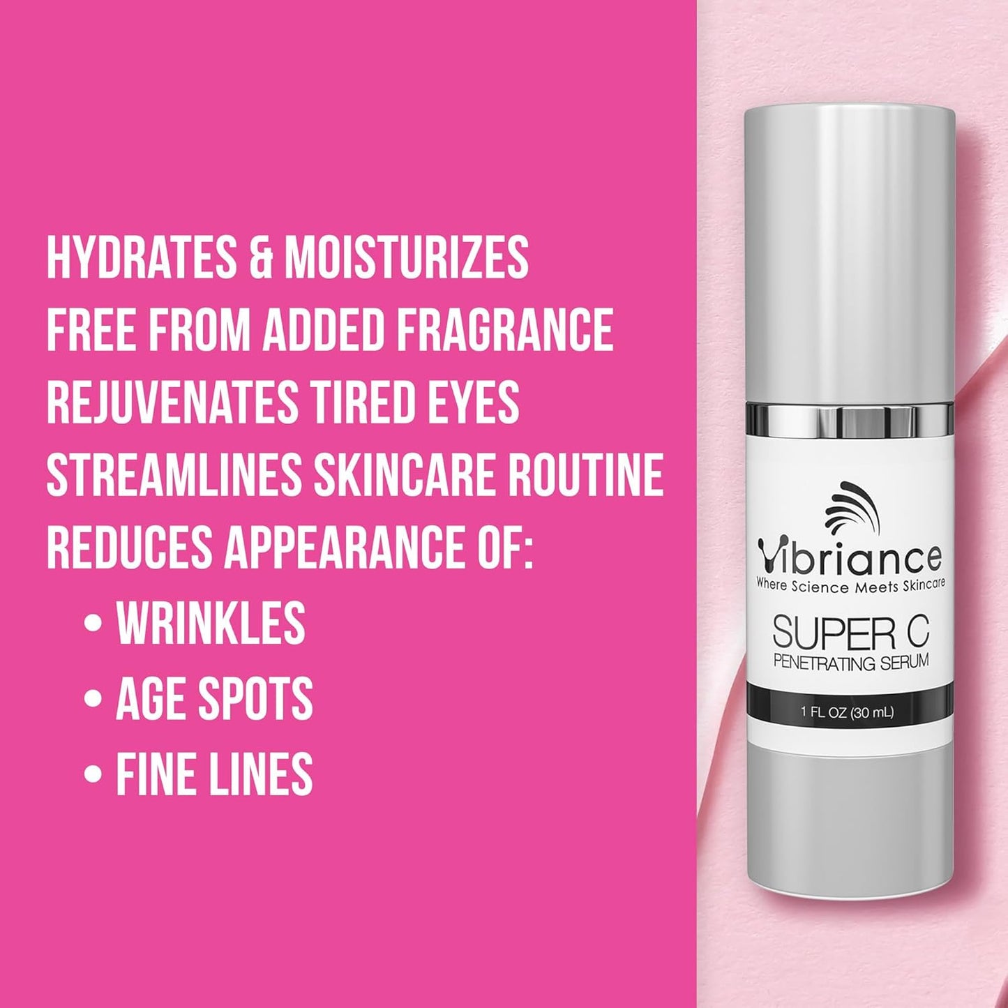 Vibriance Super C Serum for Mature Skin Made in USA All-In-One Formula Hydrates