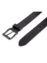 Men's Casual Black Leather Work Belt with Roller Buckle