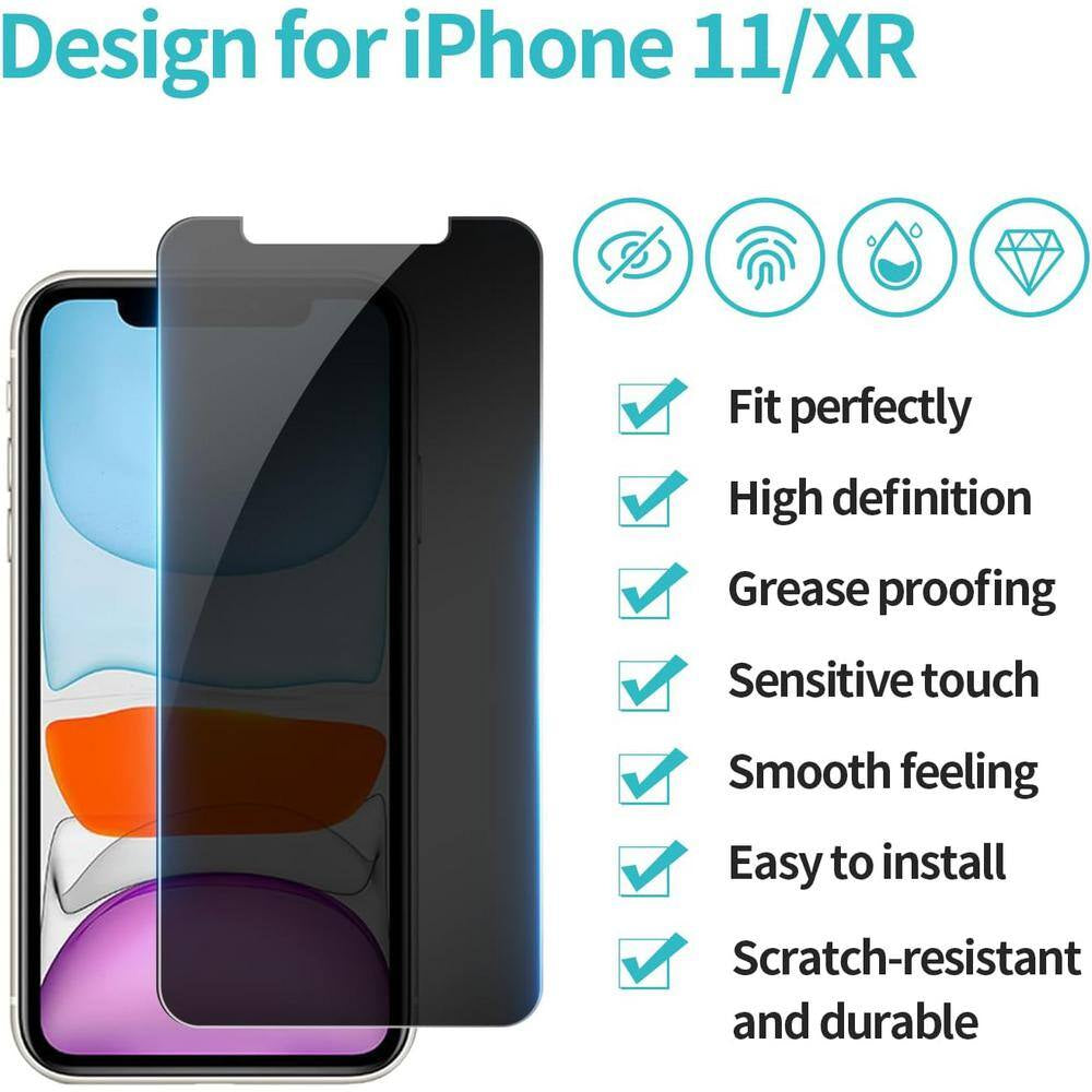 Screen Protector Tempered Glass with Anti-Spy 6.1 In. Display for Iphone 11/Iphone XR