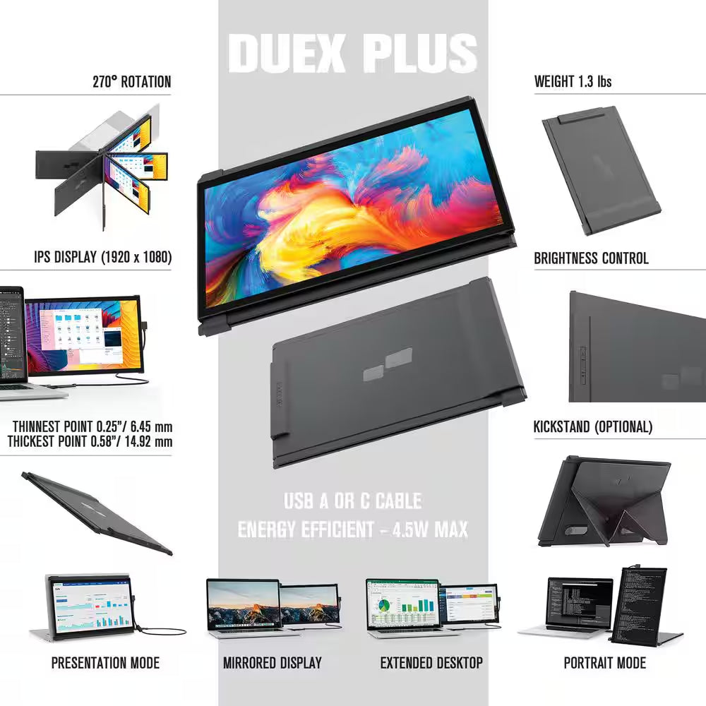 DUEX plus 13 In. IPS Slide-Out Display for Laptops