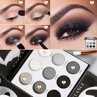 DE’LANCI PANDA 9 Colors True Black Dark Grey Smokey Goth Makeup Pallet Eyeshadow