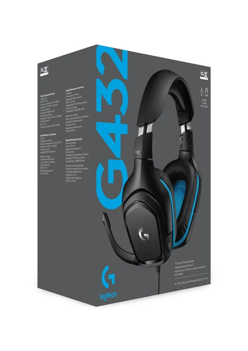 Logitech 432 Wired Gaming Headset, 7.1 Surround Sound