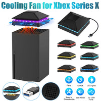 Cooling Fan for Xbox Series X, 2-USB Interfaces 3-Levels of Adjustable Speed with RGB LED Lights, Dust Cover Low Noise Fan Xbox Accessories