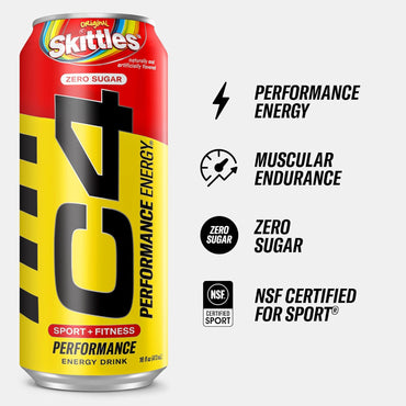 C4 Performance Energy Drink Zero Sugar Carbonated Preworkout Energy 16 Fl Oz (12 Pack)