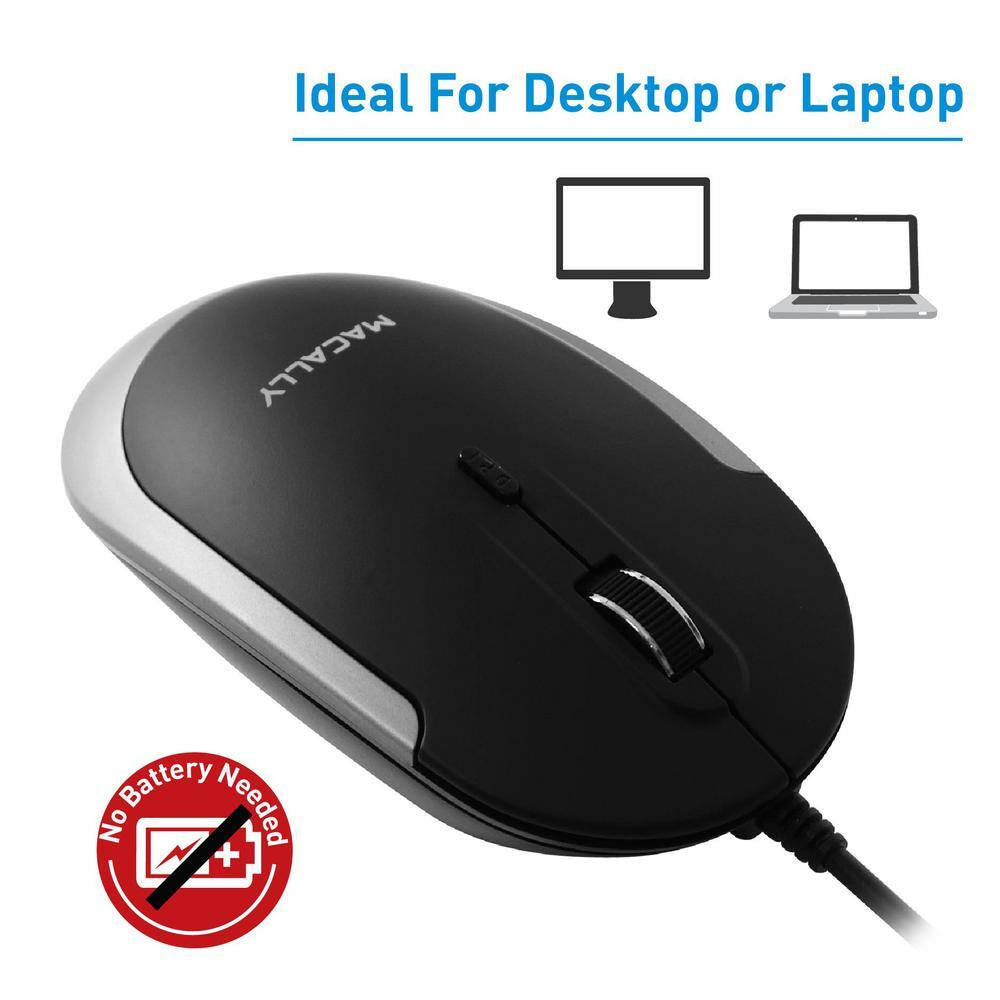 Silent USB Mouse Wired for Mac/Pc Optical Sensor and DPI Switch