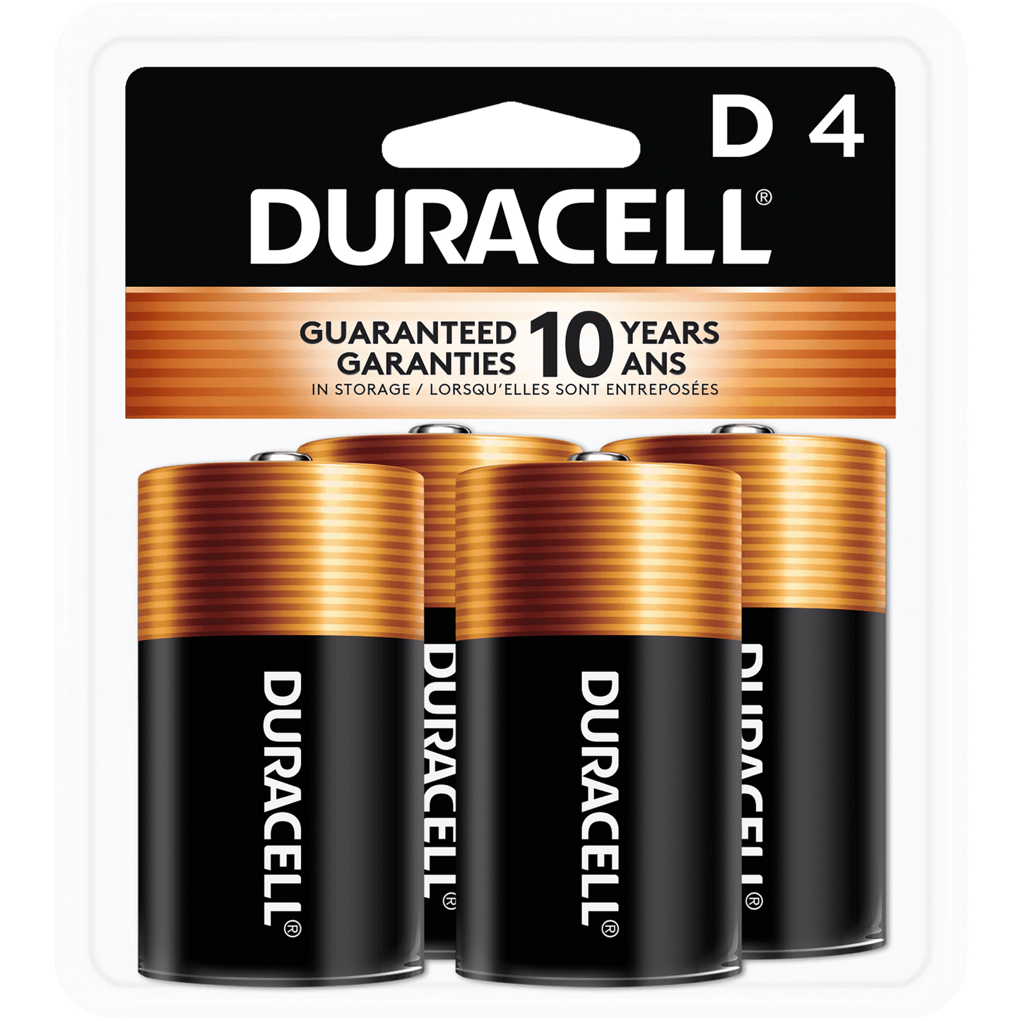 Duracell 1.5V Coppertop Alkaline D Batteries, 4 Pack