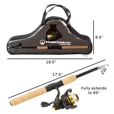 65 In. Telescopic Carbon Fiber Fishing Rod and Reel Combo