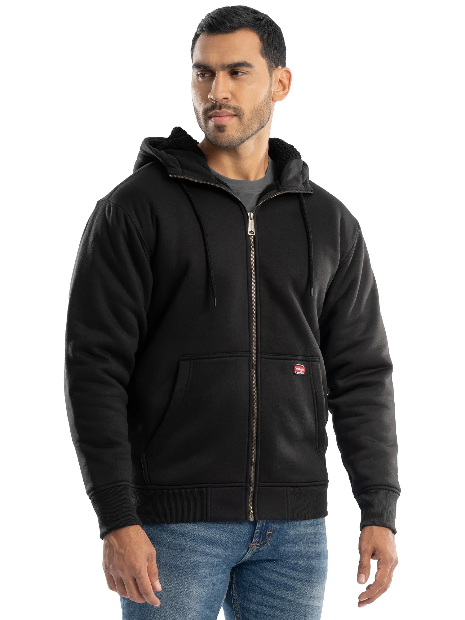 Wrangler Workwear Men'S Full-Zip Fleece Hooded Work Jacket