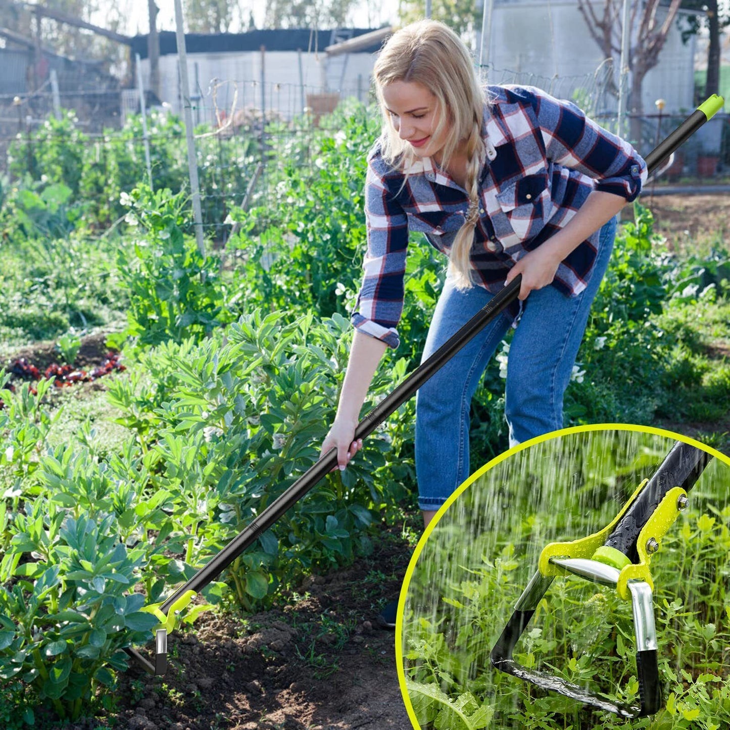 Adjustable Stirrup Hoe with Gardening Gloves