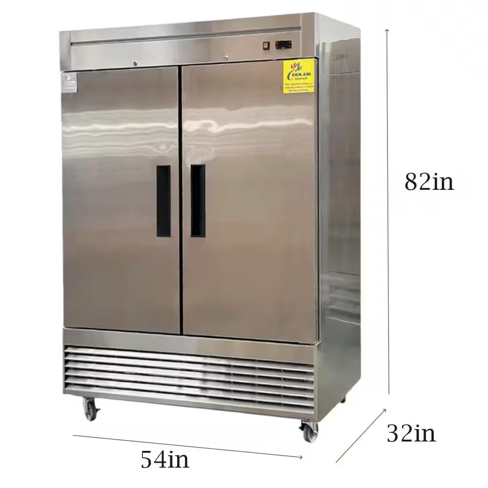 54 In. 48 Cu.Ft. Auto Defrost Two Door Commercial Reach in Upright Freezer