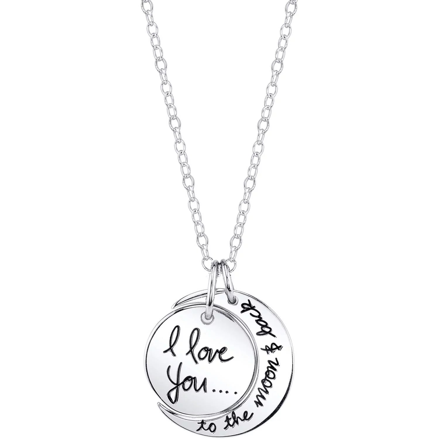 Women's Sterling Silver "I Love You to the Moon & Back" Pendant Necklace