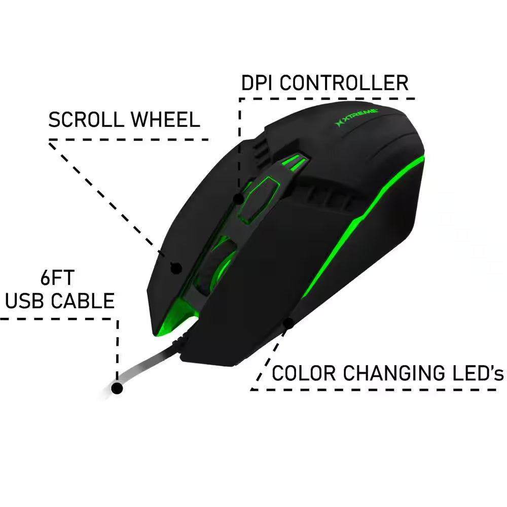 Multicolor LED Gaming Mouse 4 Selective DPI Modes