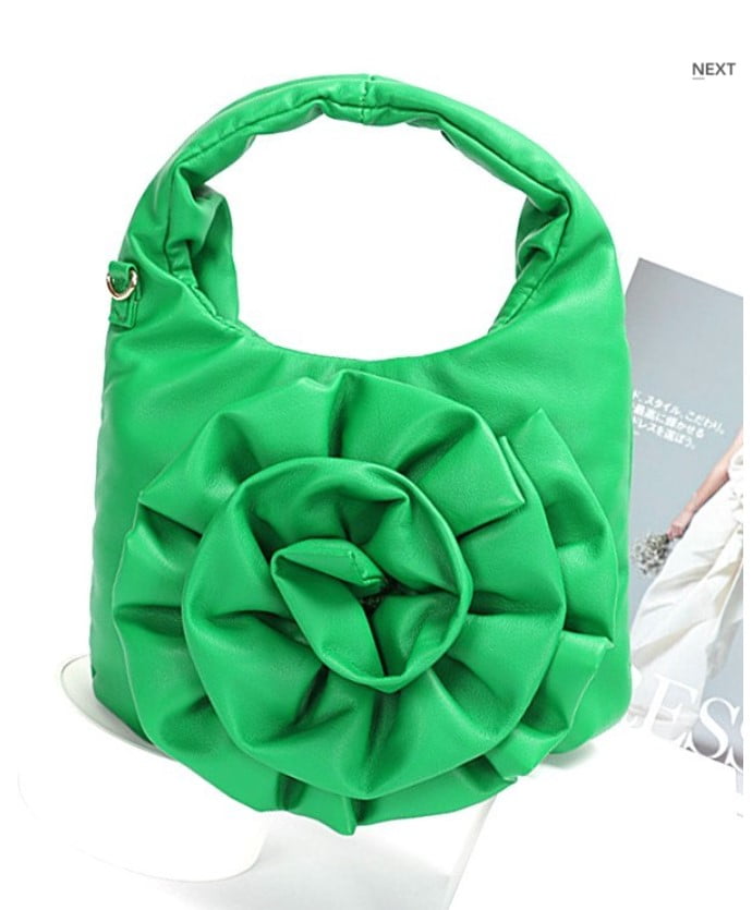 Artini Pleated Flower Top Handle Clutch - Elegant Floral Design for Special Occasions