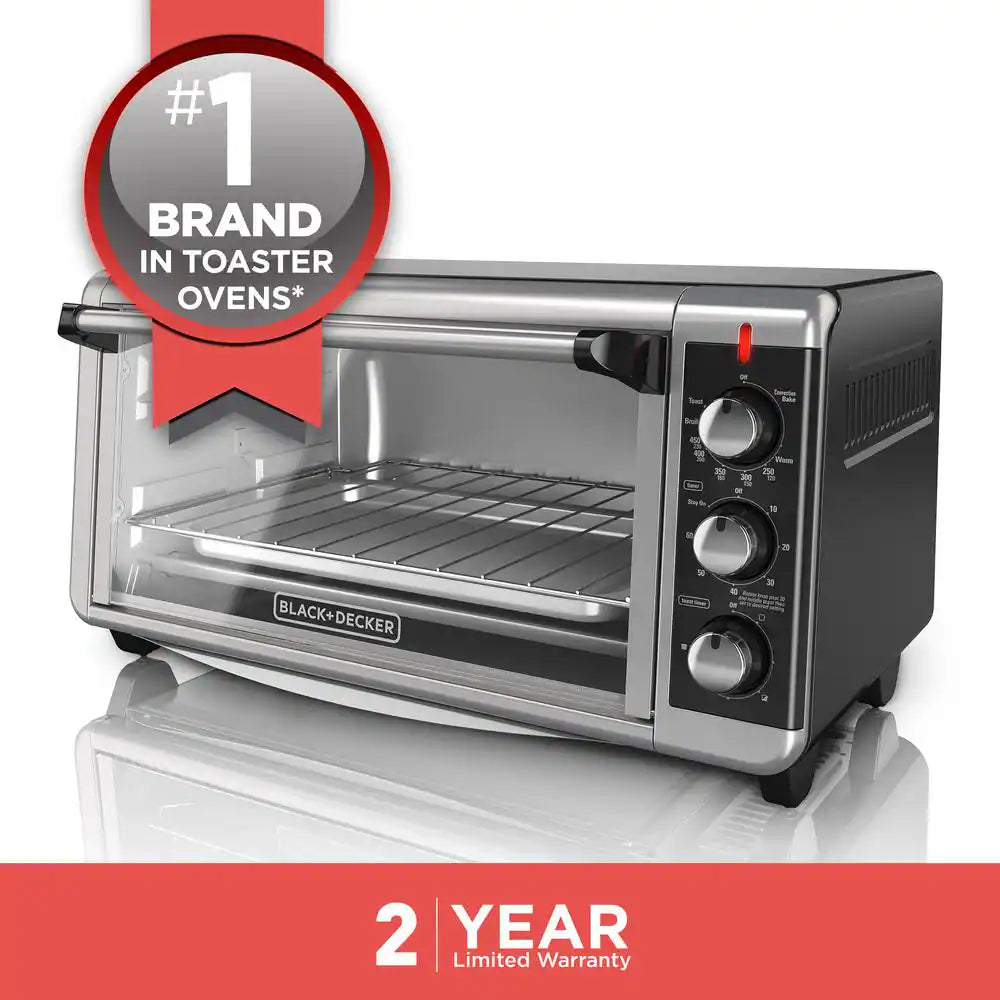 1500 W 8-Slice Stainless Steel Toaster Oven with Broiler