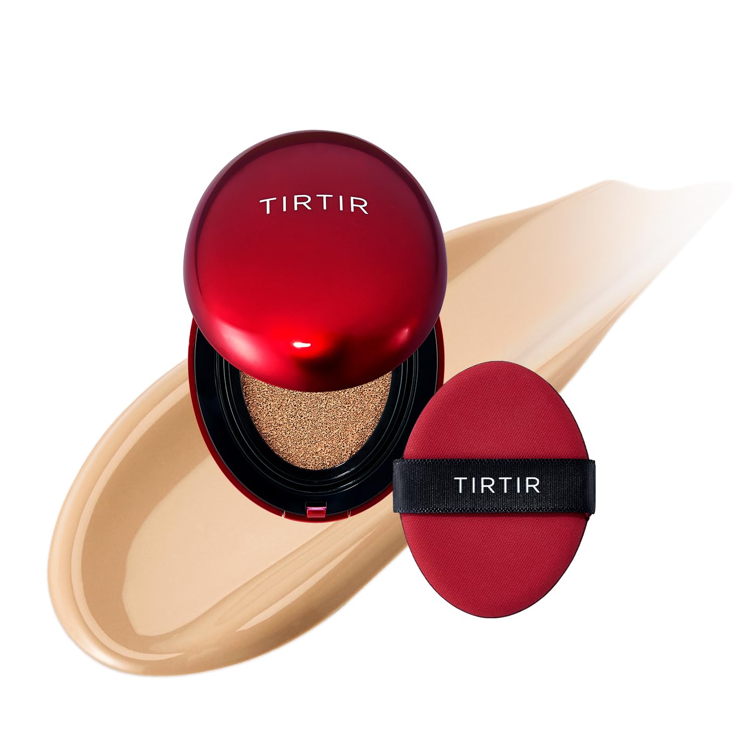 TIRTIR Mask Fit Red Cushion Foundation | Full Coverage, Weighless, Skin Fit, Satin Glow Finish, Korean Cushion Foundation (#23N Sand, 0.63 Fl Oz (Pack of 1))