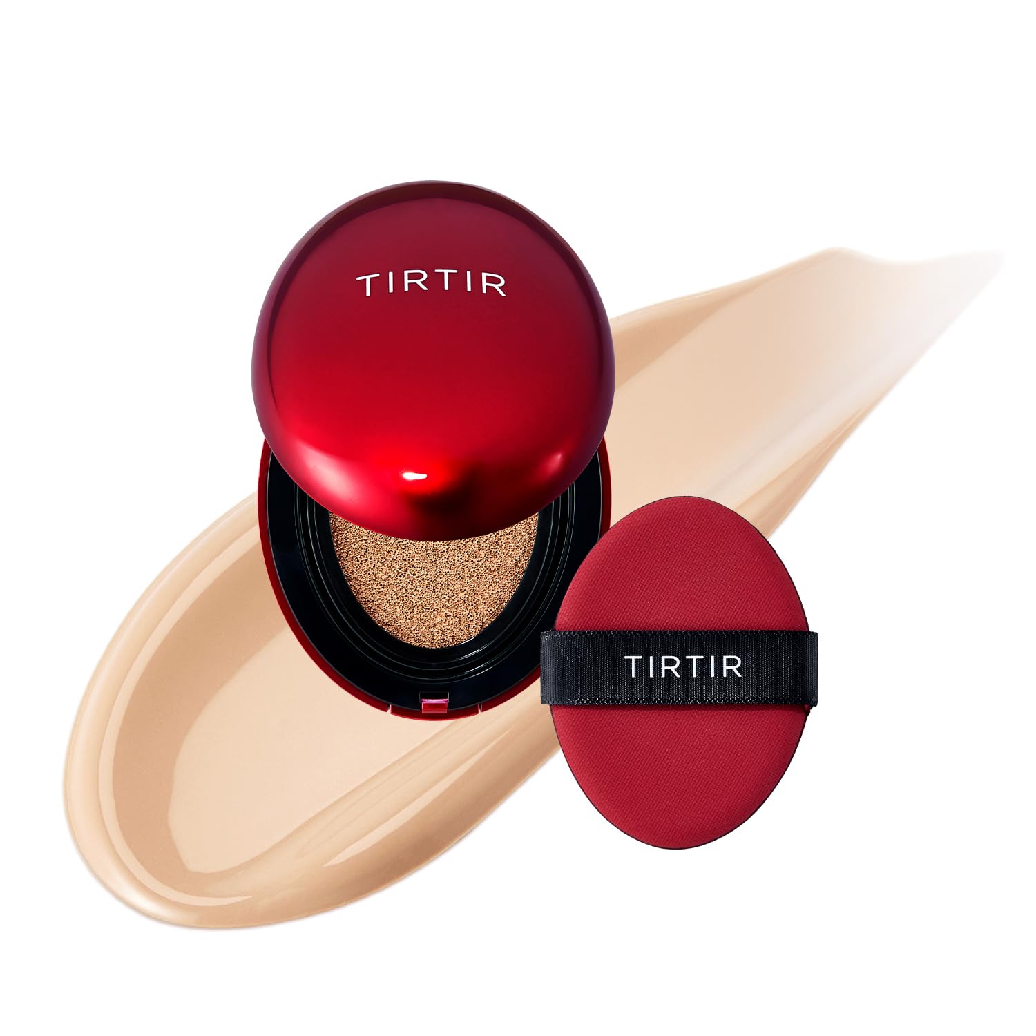 TIRTIR Mask Fit Red Cushion Foundation | Full Coverage, Weighless, Skin Fit, Satin Glow Finish, Korean Cushion Foundation (#23N Sand, 0.63 Fl Oz (Pack of 1))