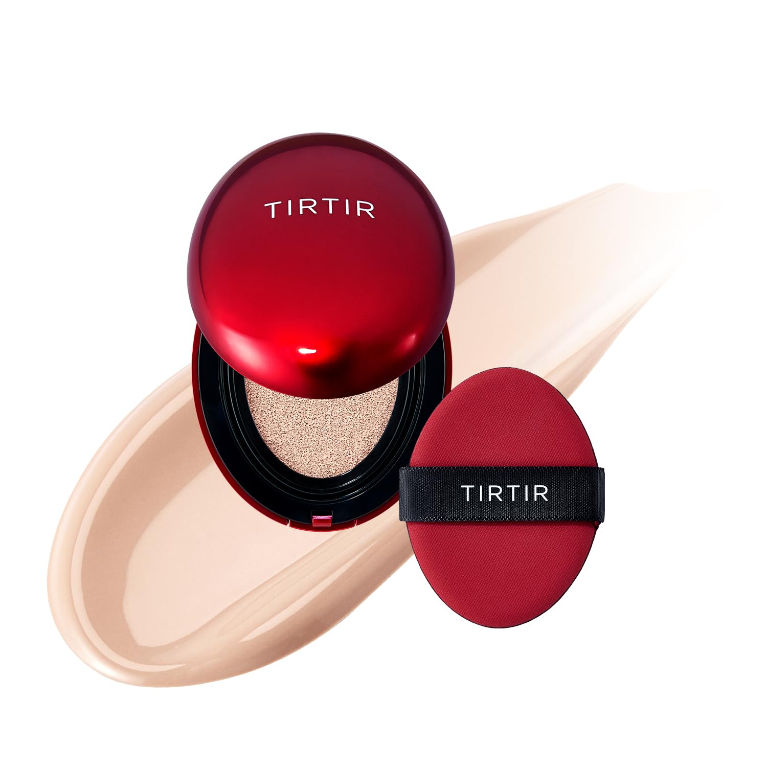 TIRTIR Mask Fit Red Cushion Foundation | Full Coverage, Weighless, Skin Fit, Satin Glow Finish, Korean Cushion Foundation (#23N Sand, 0.63 Fl Oz (Pack of 1))