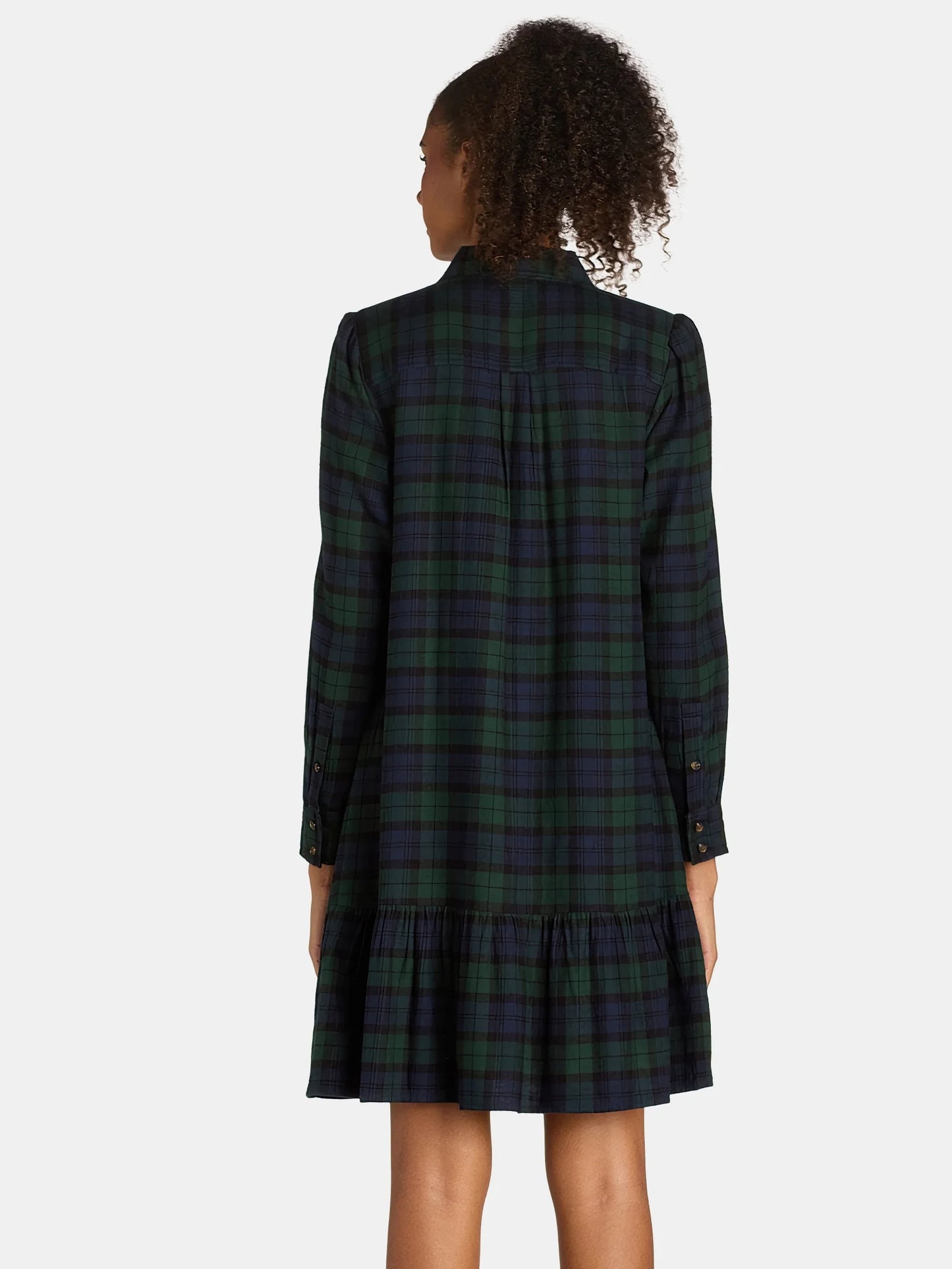 Women's Plaid Mini Dress with Long-Sleeves