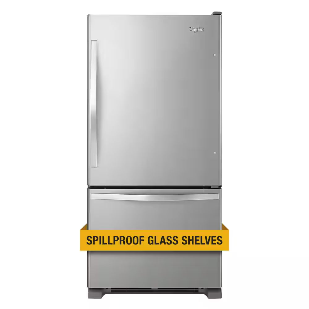 Whirlpool 22 Cu. Ft. Bottom Freezer Refrigerator with Spill Guard Glass Shelves