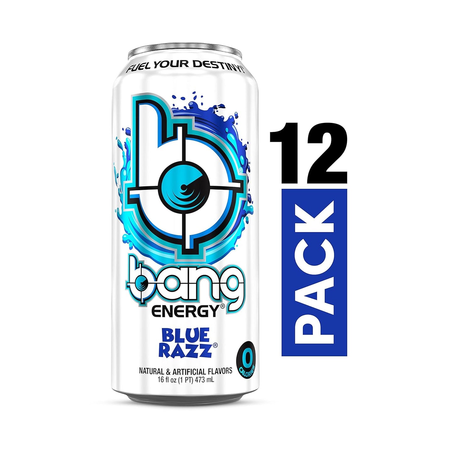 Energy Blue Razz Sugar-Free Energy Drink 16-Ounce Pack of 12