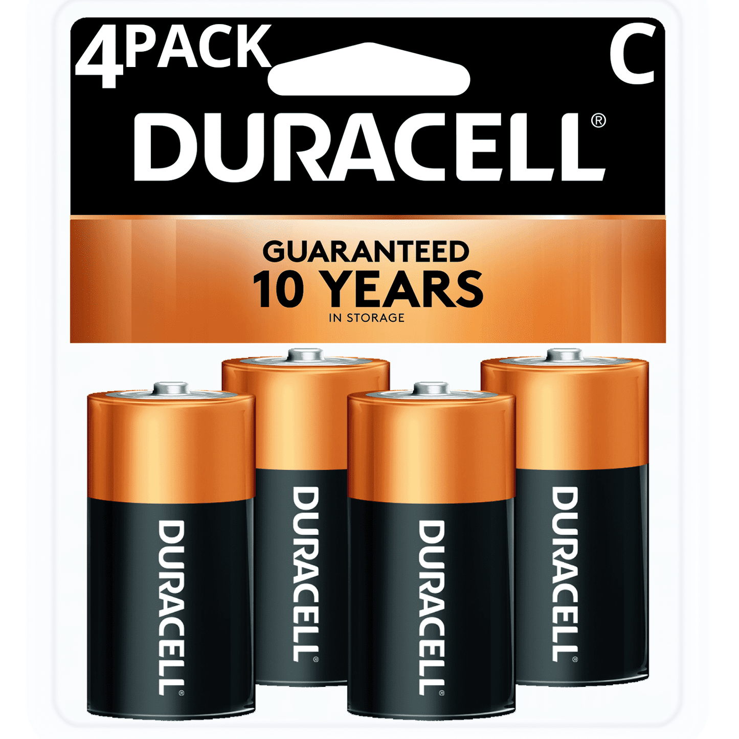 Duracell 1.5V Coppertop Alkaline C Batteries, 4 Pack