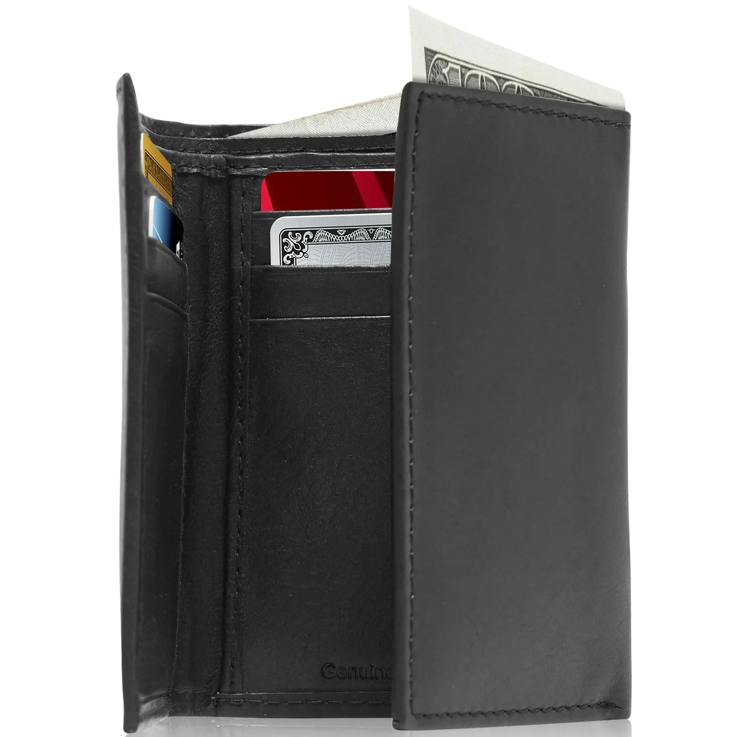 Genuine Leather Trifold Wallets for Men