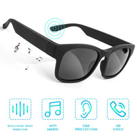 Smart Glasses Wireless Bluetooth Sunglasses Open Ear Music and Hands-Free Calling Polarized Lenses IP4 Waterproof Connect Mobile Phones and Tablets (Black)