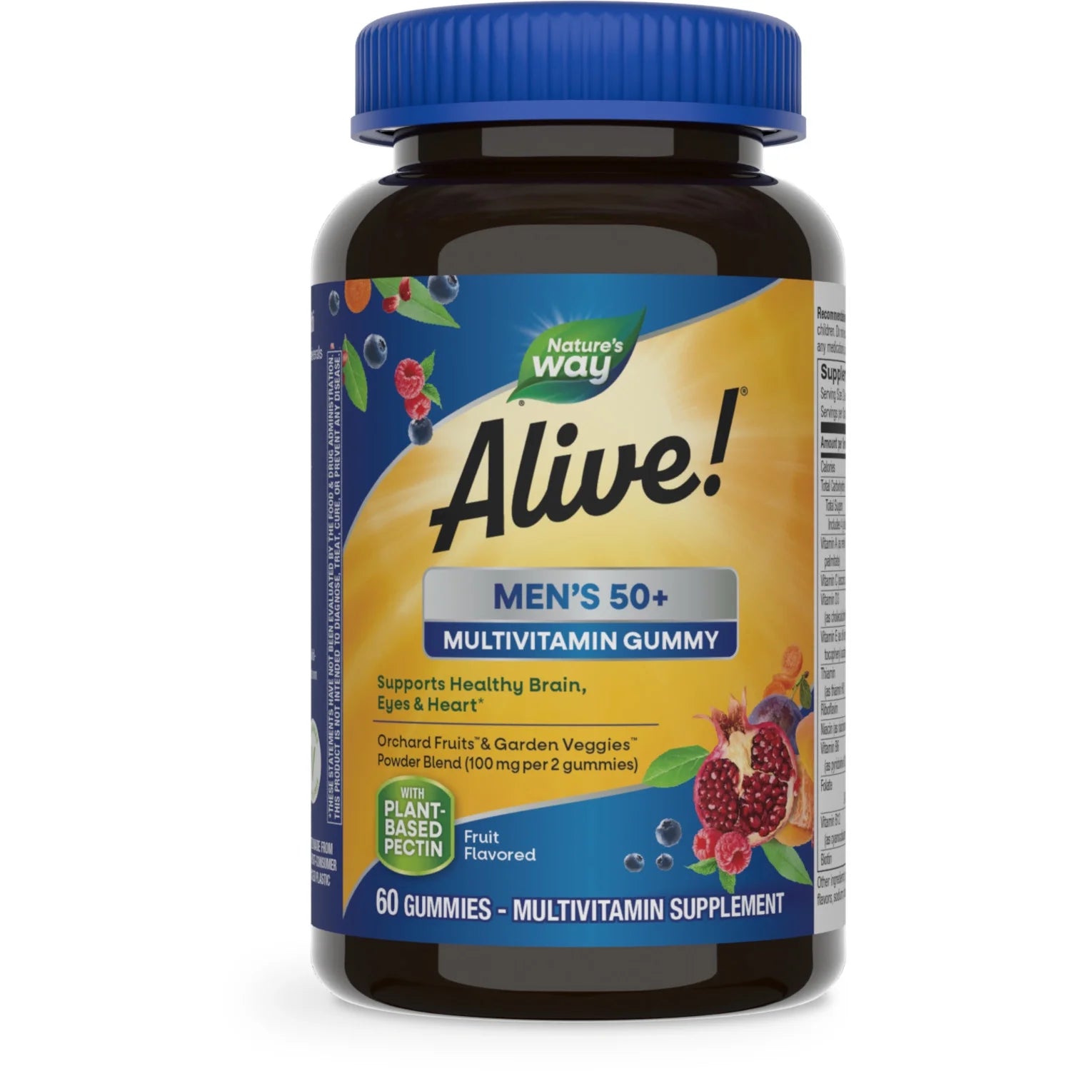 Alive! Men'S 50+ Gummy Multivitamins, B-Vitamins, Fruit Flavored, 60 Count