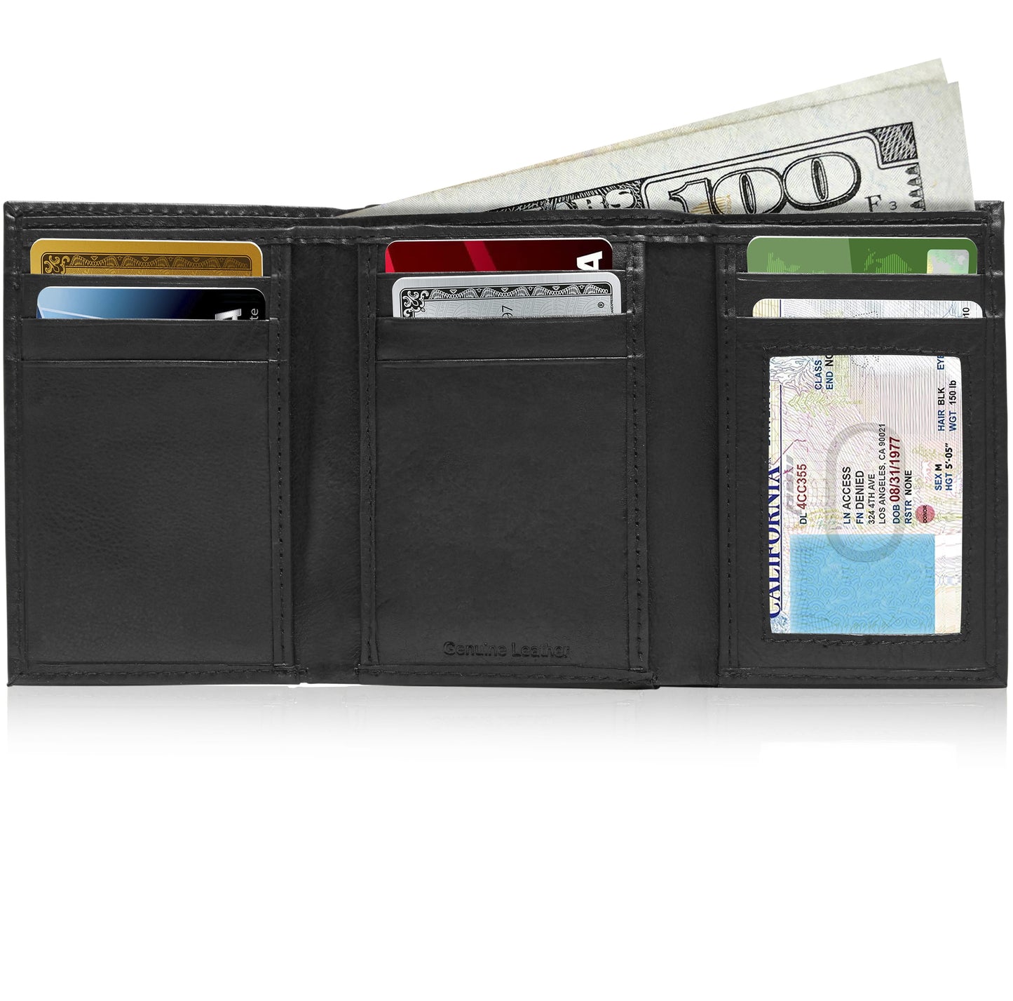 Genuine Leather Trifold Wallets for Men