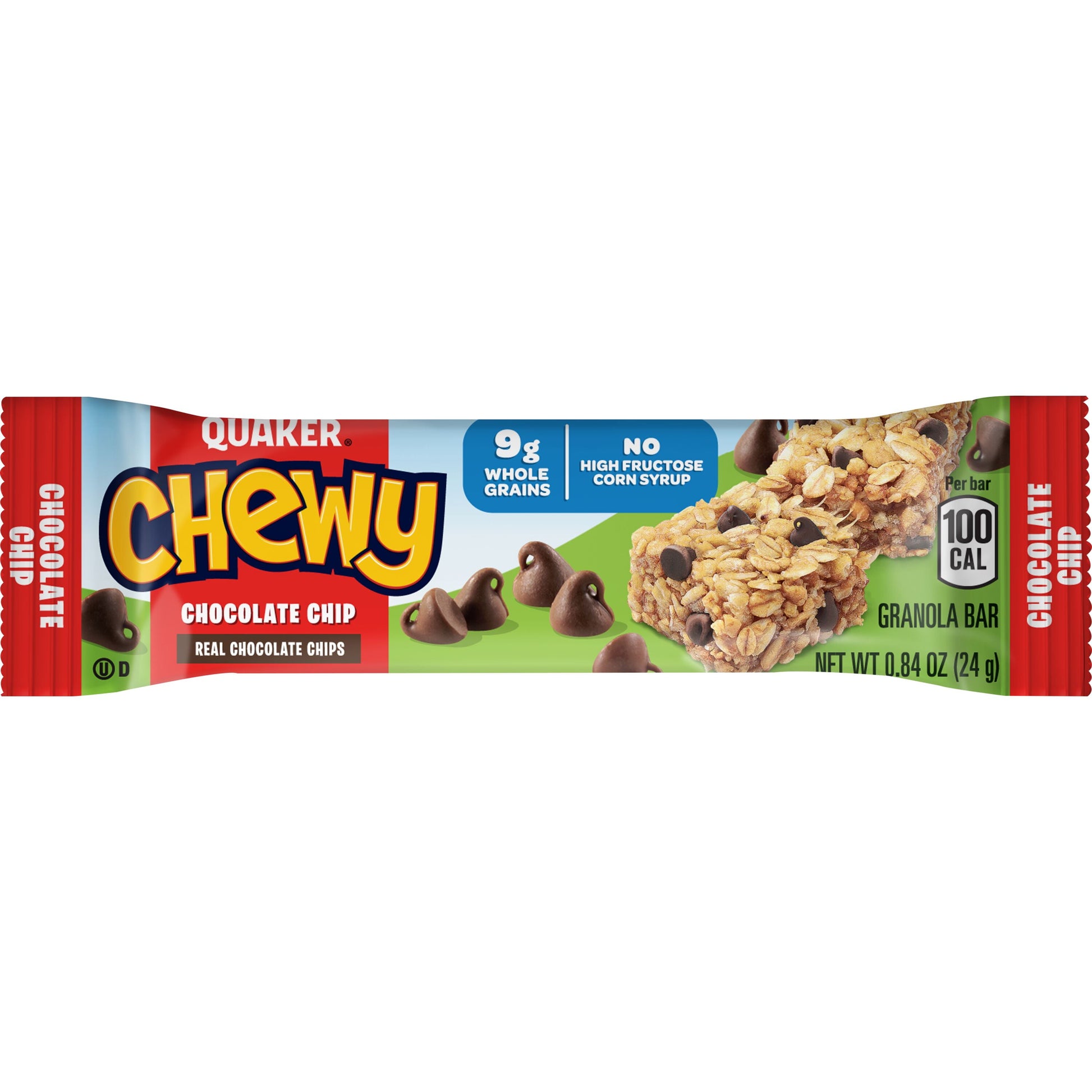 (4 Pack)  Chewy Granola Bars, Chocolate Chip Flavor, 0.84 Oz, 36 Count