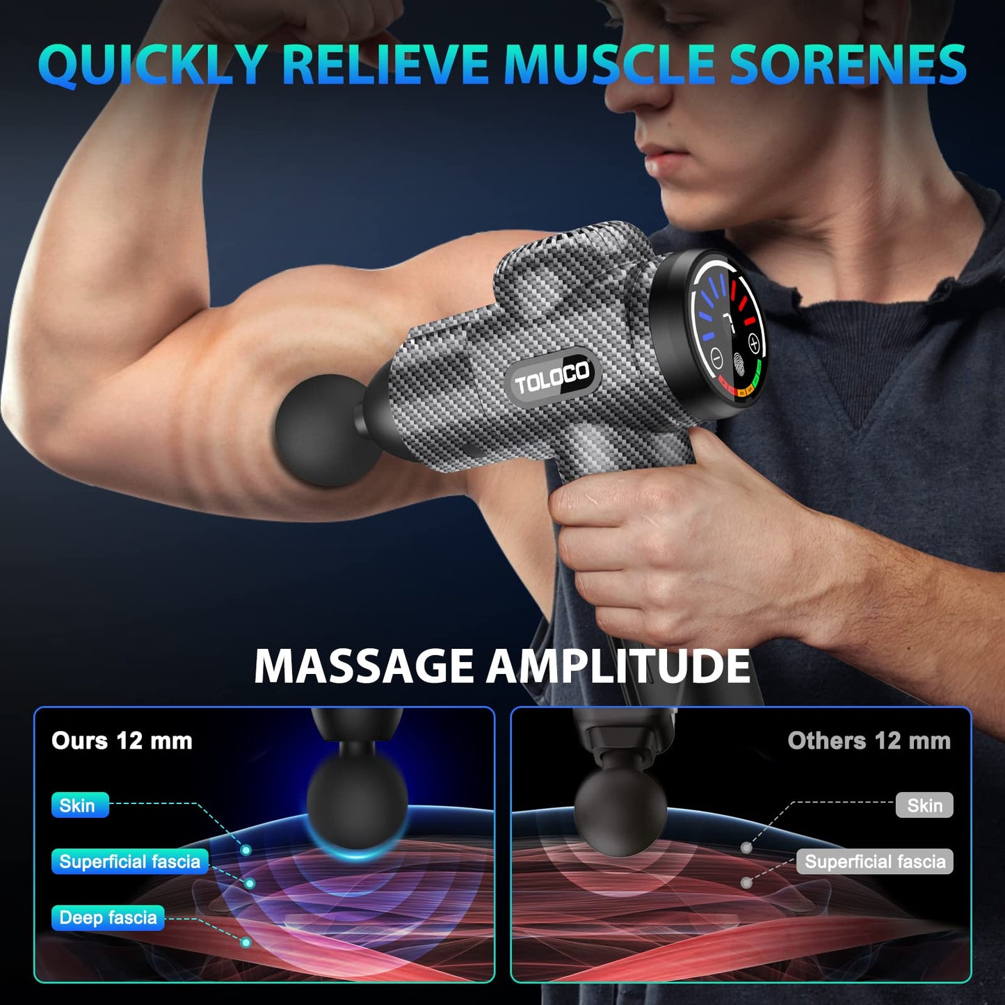 Massage Gun, Deep Tissue Back Massage for Athletes for Pain Relief, Percussion Massager with 10 Massages Heads & Silent Brushless Motor, Black