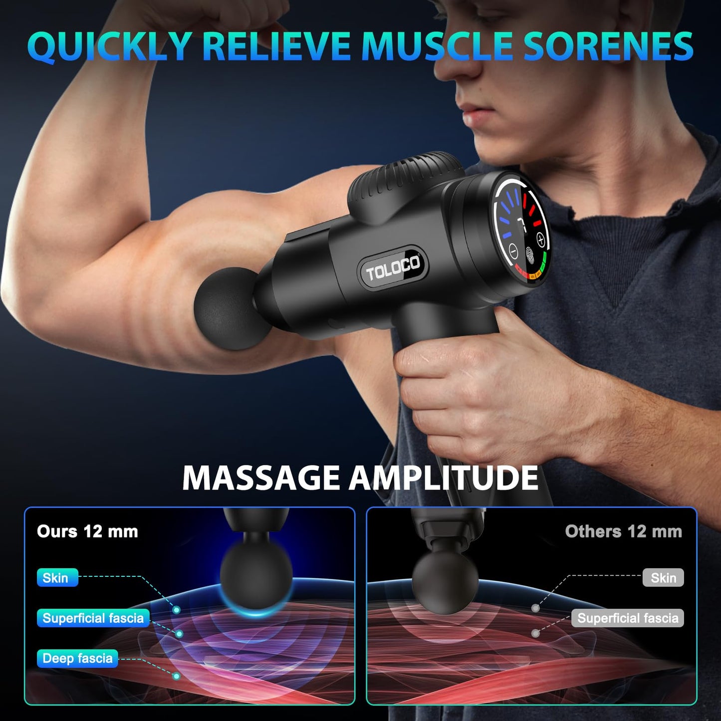 Massage Gun, Deep Tissue Back Massage for Athletes for Pain Relief, Percussion Massager with 10 Massages Heads & Silent Brushless Motor, Black