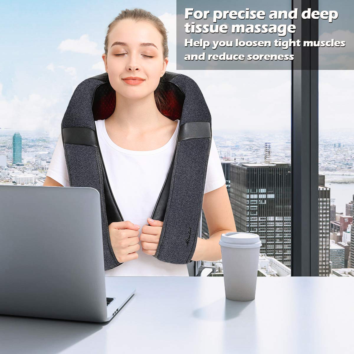 Neck Massager with Heat, Shoulder Massager, Electric Kneading Back Massager, Massage Pillow for Pain Relief Deep Tissue, Fathers Day Presents, Mothers Day,Christmas Gifts Get Well Soon