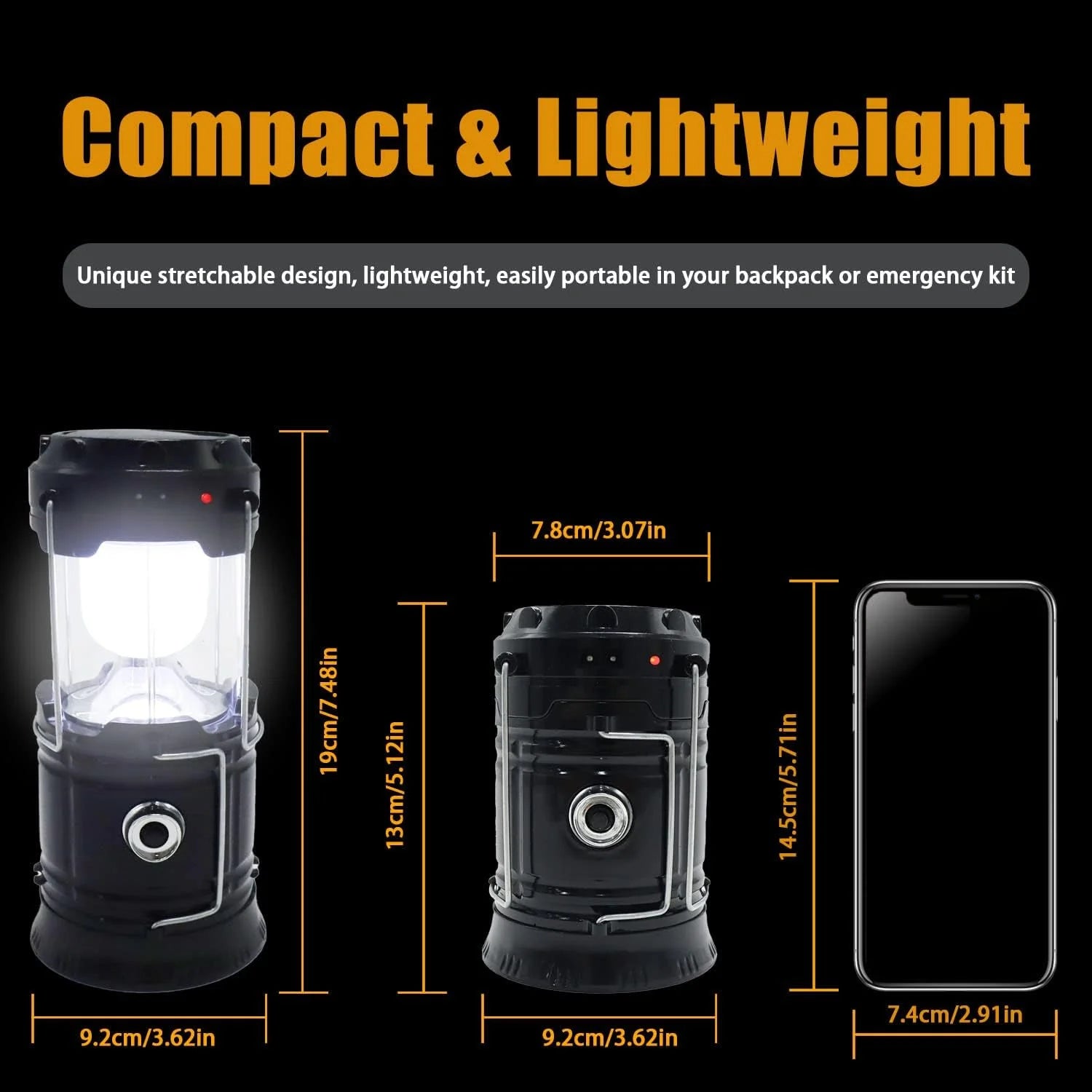 BeePrincess LED Camping Solar and Rechargeable Lantern Flashlight