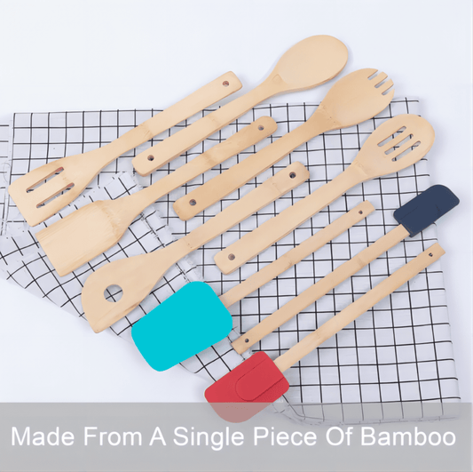 100% Natural Bamboo Tool and Gadgets 9 Pieces Utensil Set