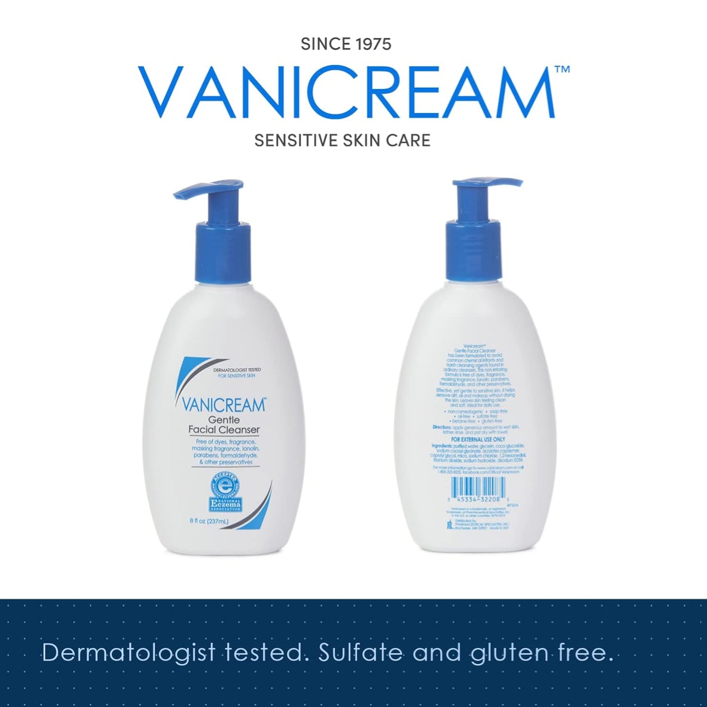 Vanicream Gentle Facial Cleanser with Pump Dispenser - 8 Fl Oz