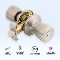 Keyed Entry Tulip Style Doorknob Stainless Steel