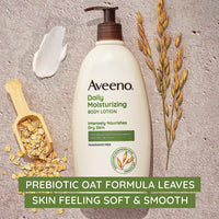 Aveeno Daily Moisturizer Body Lotion for Dry Skin Prebiotic Oat Fragrance Free 18 Fl. Oz