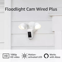 Floodlight Cam Wired plus - Smart Security Video Camera with 2-LED Lights, 2-Way Talk, Color Night Vision, White