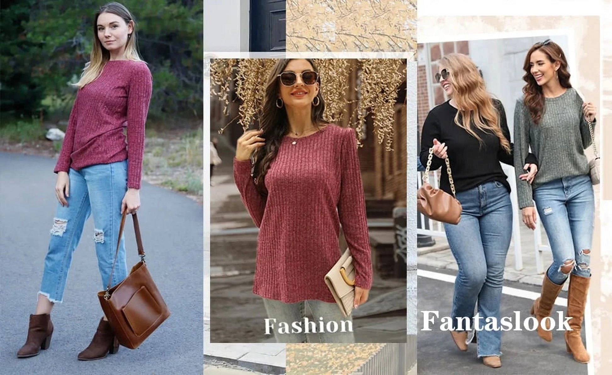 Women Crew Neck Casual Tunic Tops Lightweight Pullover